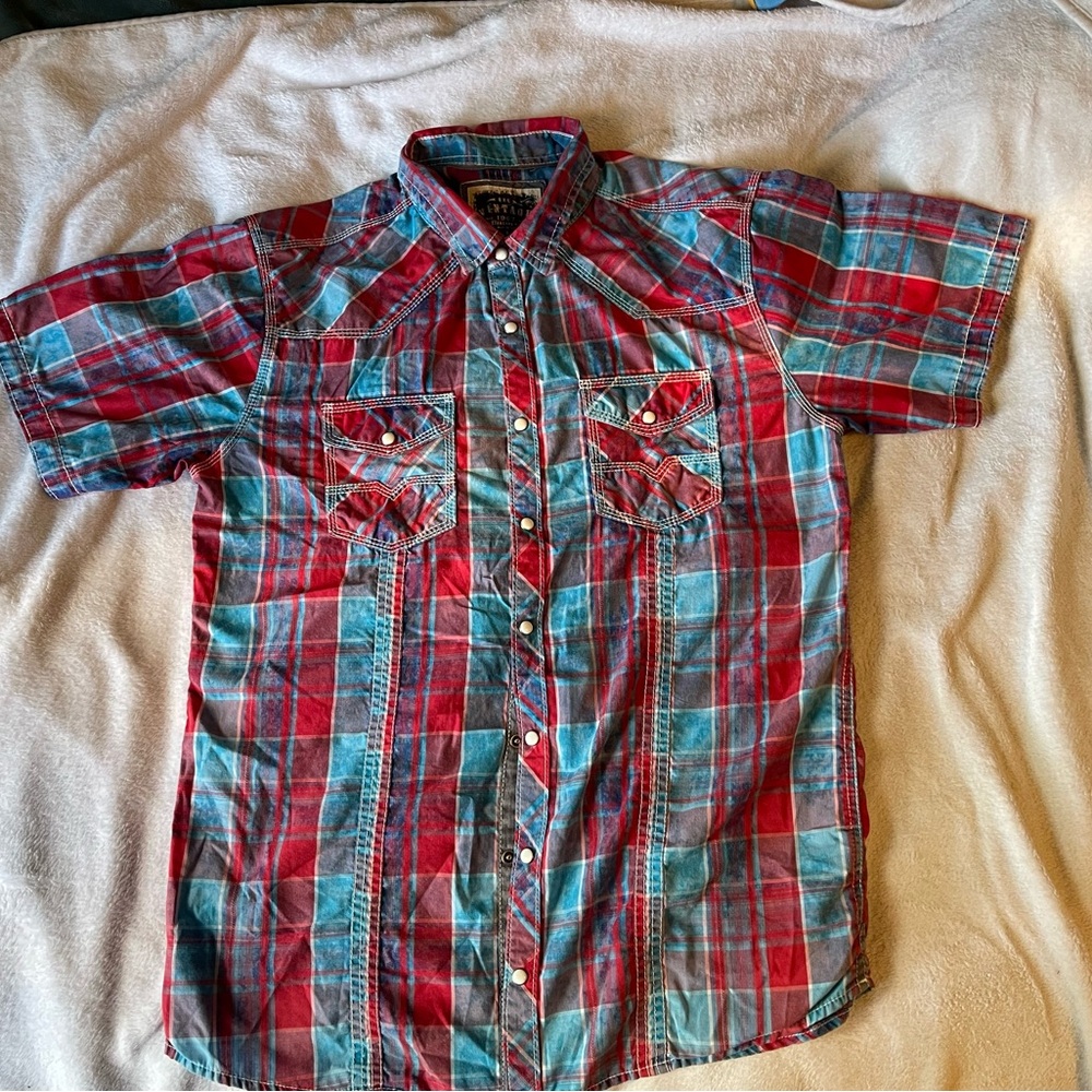 BKE Vintage Red and Blue Plaid Shirt